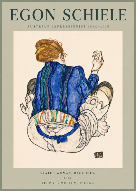 Schiele Seated Woman, Back View No5 - Poszter