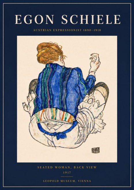 Schiele Seated Woman, Back View No6 - Poszter