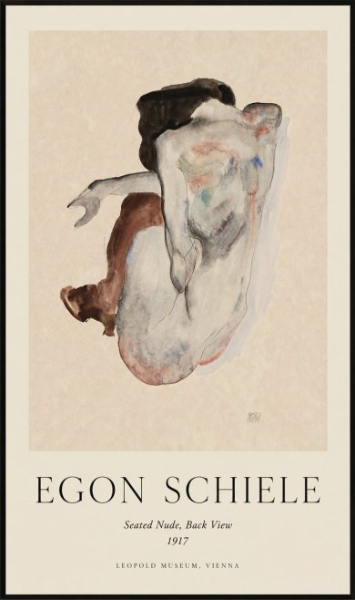 Schiele Seated Nude, Back View No1 - Poszter