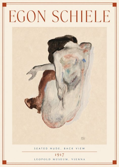 Schiele Seated Nude, Back View No3 - Poszter