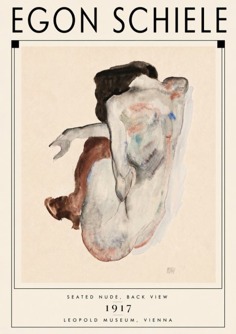 Schiele Seated Nude, Back View No6 - Poszter