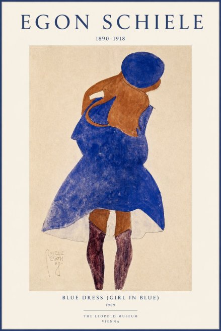 Schiele Blue Dress (Girl in Blue) No1 - Poszter