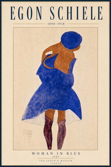Schiele Blue Dress (Girl in Blue) No4 - Poszter