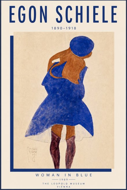 Schiele Blue Dress (Girl in Blue) No5 - Poszter