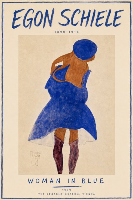 Schiele Blue Dress (Girl in Blue) No6 - Poszter