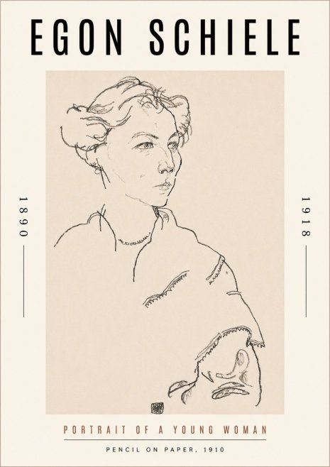 Schiele Portrait of a Young Woman No3 - Poszter