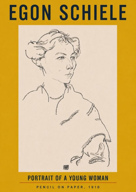 Schiele Portrait of a Young Woman No4 - Poszter