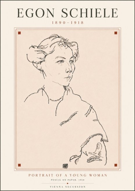 Schiele Portrait of a Young Woman No5 - Poszter