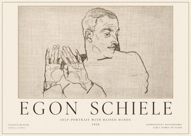 Schiele Self-portrait with Raised Hands No4 - Poszter