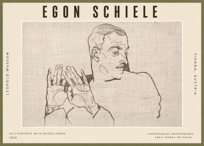 Schiele Self-portrait with Raised Hands No5 - Poszter