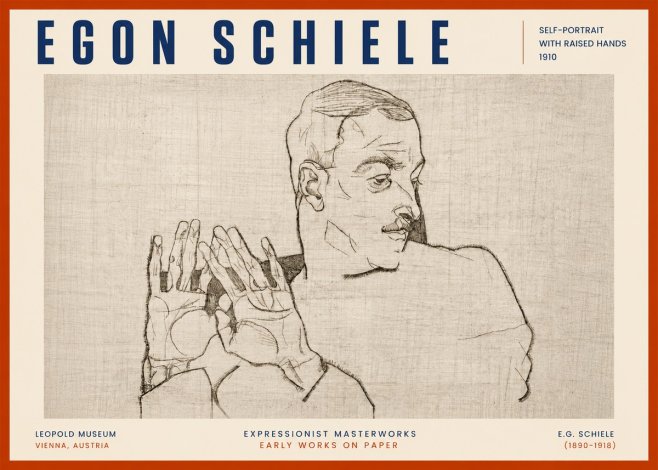 Schiele Self-portrait with Raised Hands No6 - Poszter