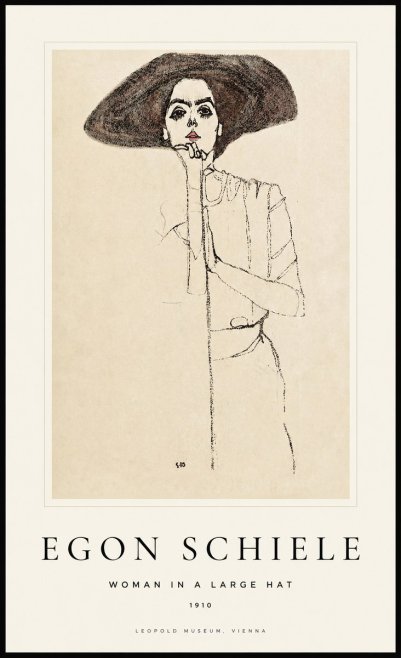 Schiele Woman in a Large Hat No1 - Poszter