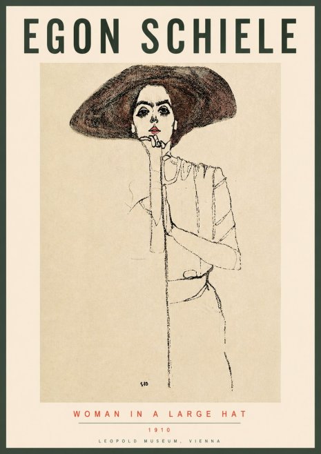 Schiele Woman in a Large Hat No3 - Poszter