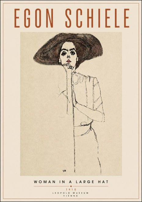 Schiele Woman in a Large Hat No4 - Poszter
