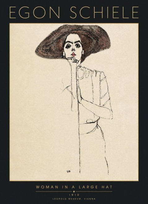 Schiele Woman in a Large Hat No5 - Poszter