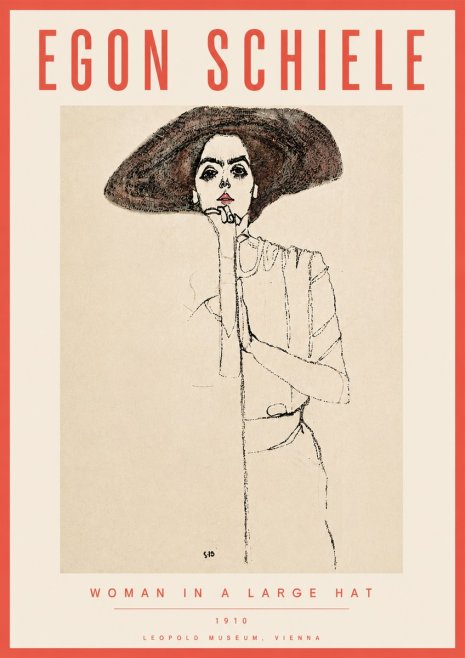 Schiele Woman in a Large Hat No6 - Poszter