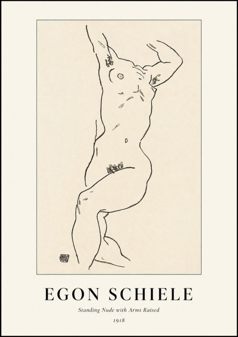 Schiele Standing Nude with Arms Raised No1 - Poszter