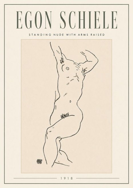 Schiele Standing Nude with Arms Raised No5 - Poszter