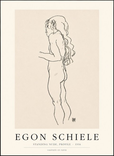 Schiele Standing Nude, Profile No1 - Poszter
