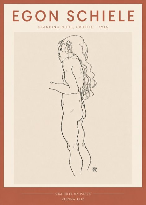 Schiele Standing Nude, Profile No3 - Poszter