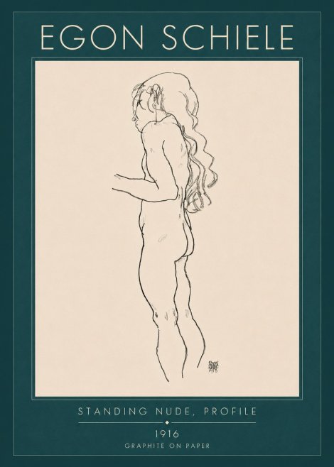 Schiele Standing Nude, Profile No4 - Poszter