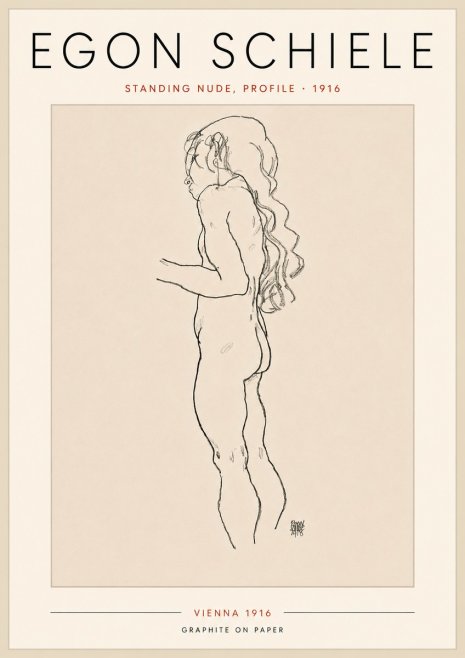 Schiele Standing Nude, Profile No5 - Poszter