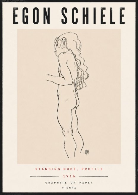 Schiele Standing Nude, Profile No6 - Poszter