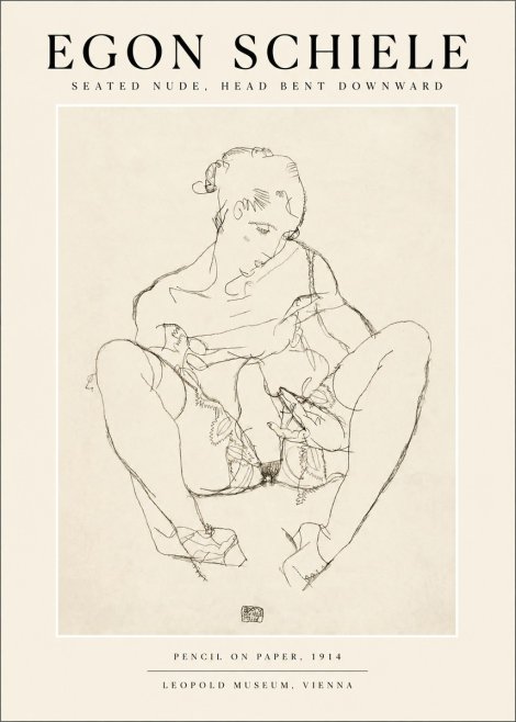 Schiele Seated Nude, Head Bent Downward No1 - Poszter