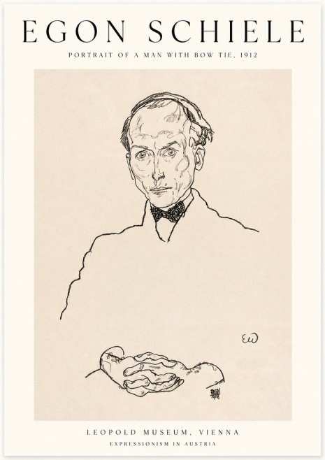 Schiele Portrait of a Man with Bow Tie, 1912 No1 - Poszter