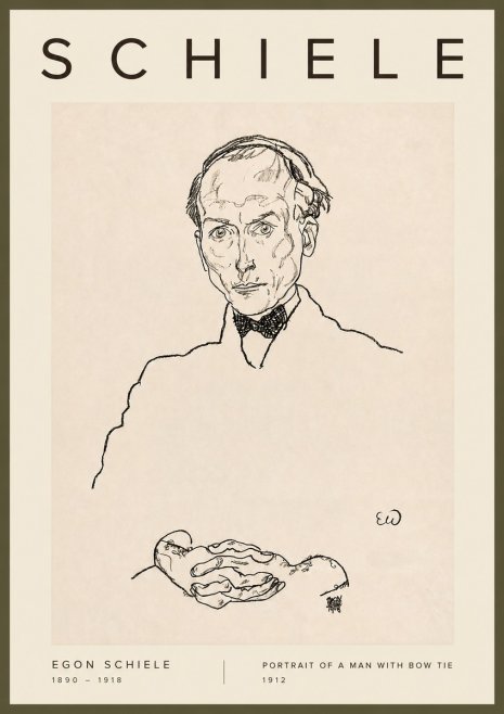 Schiele Portrait of a Man with Bow Tie, 1912 No2 - Poszter