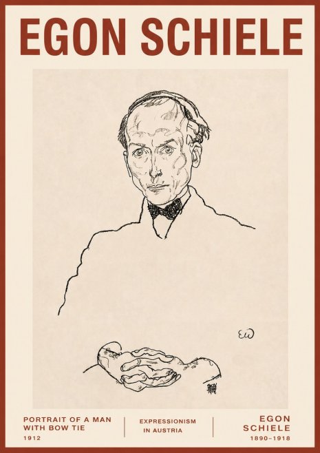 Schiele Portrait of a Man with Bow Tie, 1912 No3 - Poszter