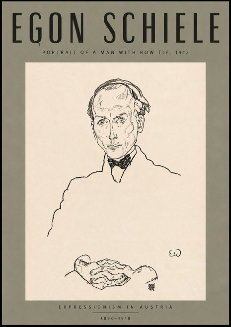 Schiele Portrait of a Man with Bow Tie, 1912 No4 - Poszter