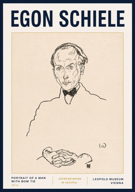 Schiele Portrait of a Man with Bow Tie, 1912 No5 - Poszter