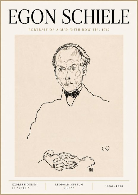 Schiele Portrait of a Man with Bow Tie, 1912 No6 - Poszter