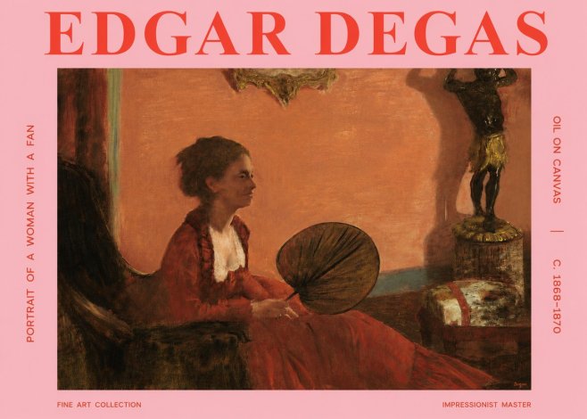 Edgar Degas Portrait of a Woman with a Fan No3 - Poszter