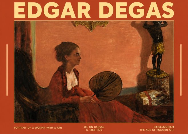 Edgar Degas Portrait of a Woman with a Fan No4 - Poszter