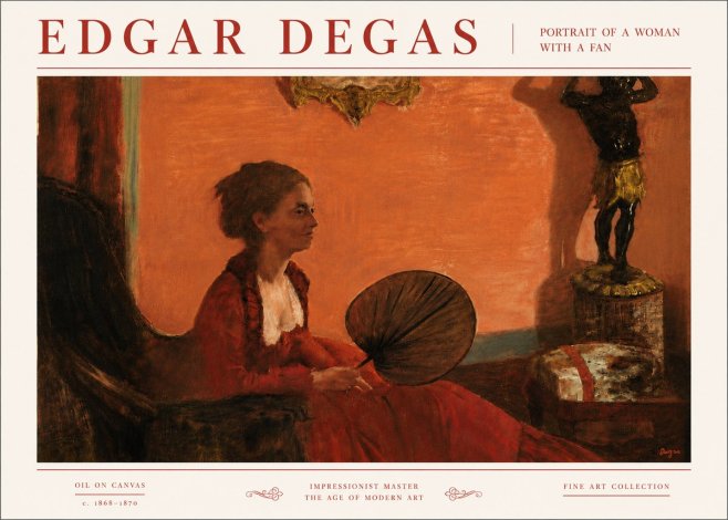 Edgar Degas Portrait of a Woman with a Fan No6 - Poszter