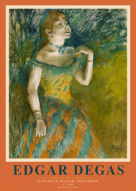 Edgar Degas Dancer in Yellow and Green No3 - Poszter