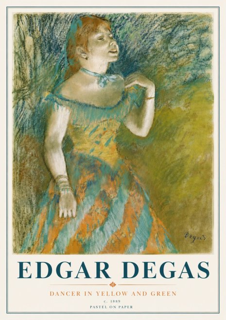 Edgar Degas Dancer in Yellow and Green No6 - Poszter