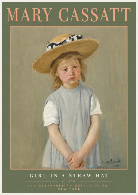 Mary Cassatt Girl in a Straw Hat No5 - Poszter