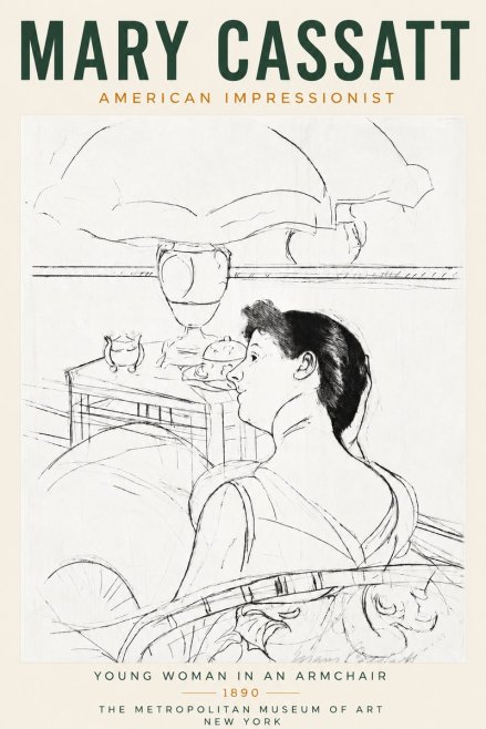 Mary Cassatt Young Woman in an Armchair No3 - Poszter