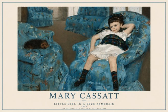 Mary Cassatt Little Girl in a Blue Armchair No3 - Poszter