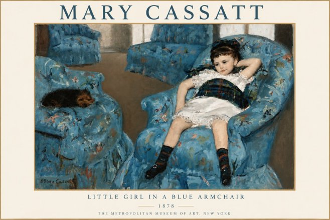 Mary Cassatt Little Girl in a Blue Armchair No5 - Poszter