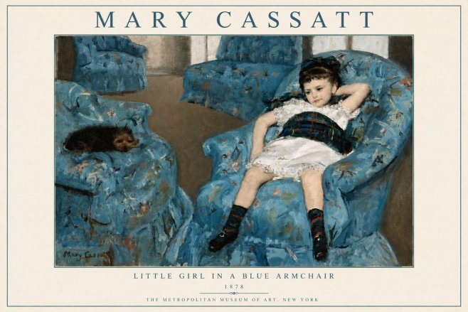 Mary Cassatt Little Girl in a Blue Armchair No6 - Poszter