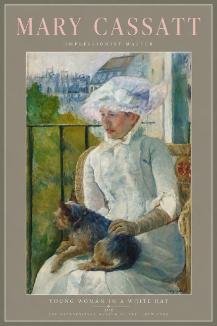 Mary Cassatt Young Woman in a White Hat No2 - Poszter