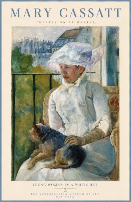 Mary Cassatt Young Woman in a White Hat No5 - Poszter
