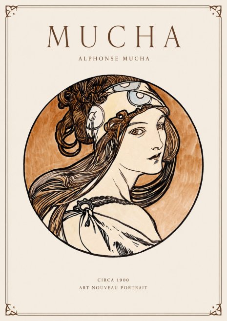 Mucha Art Nouveau Portrait I No1 - Poszter