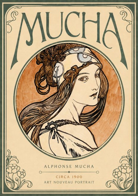 Mucha Art Nouveau Portrait I No4 - Poszter