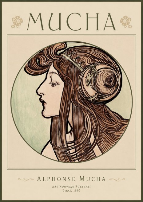 Mucha Art Nouveau Portrait II No1 - Poszter