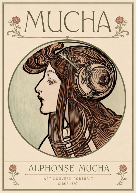 Mucha Art Nouveau Portrait II No3 - Poszter
